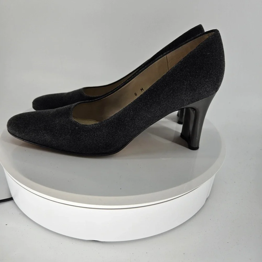 Etienne Aigner Dreamer‎ Gray Fabric Pumps Block Heel Spain Mens Size 8 M